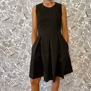 Black polka dot fit & flare dress, size 0